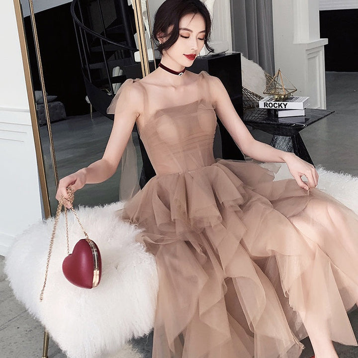 オーガンジーフリルリボンドレス