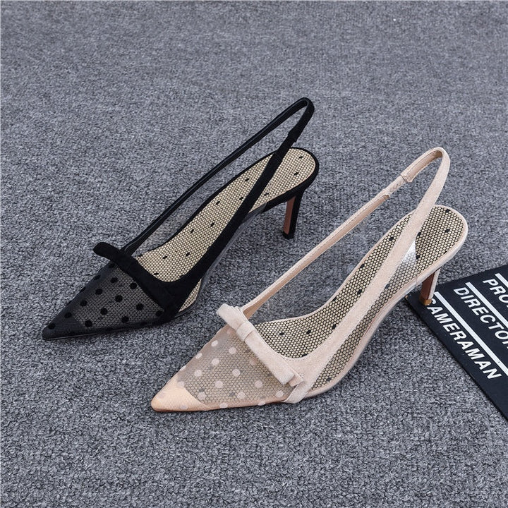 ドット柄メッシュパンプス