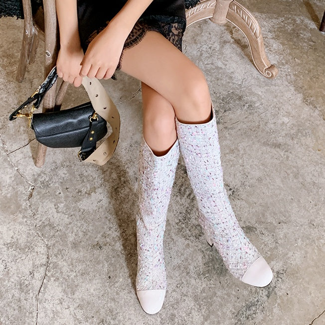 ツイードロングブーツ