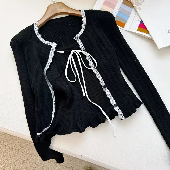 コントラストレースリボンアンサンブル