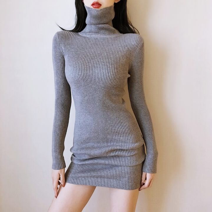 ハイネックリブミニワンピース