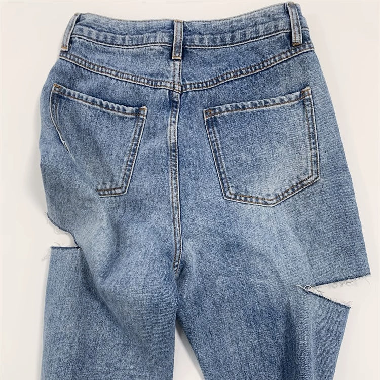 サイドカットルーズデニムパンツ