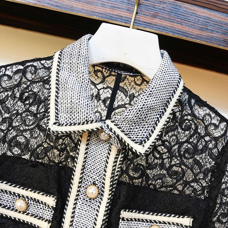 フレンチ襟レースワンピース