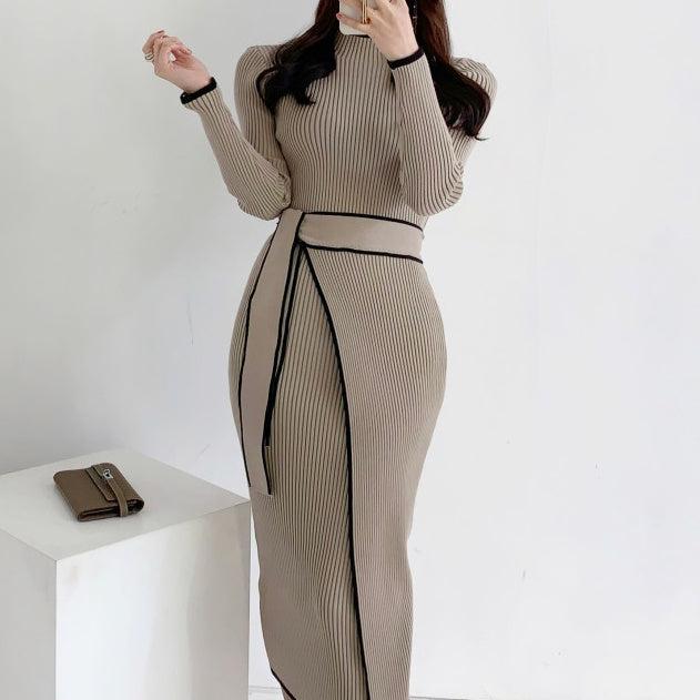 ウエストリボンバイカラーワンピース