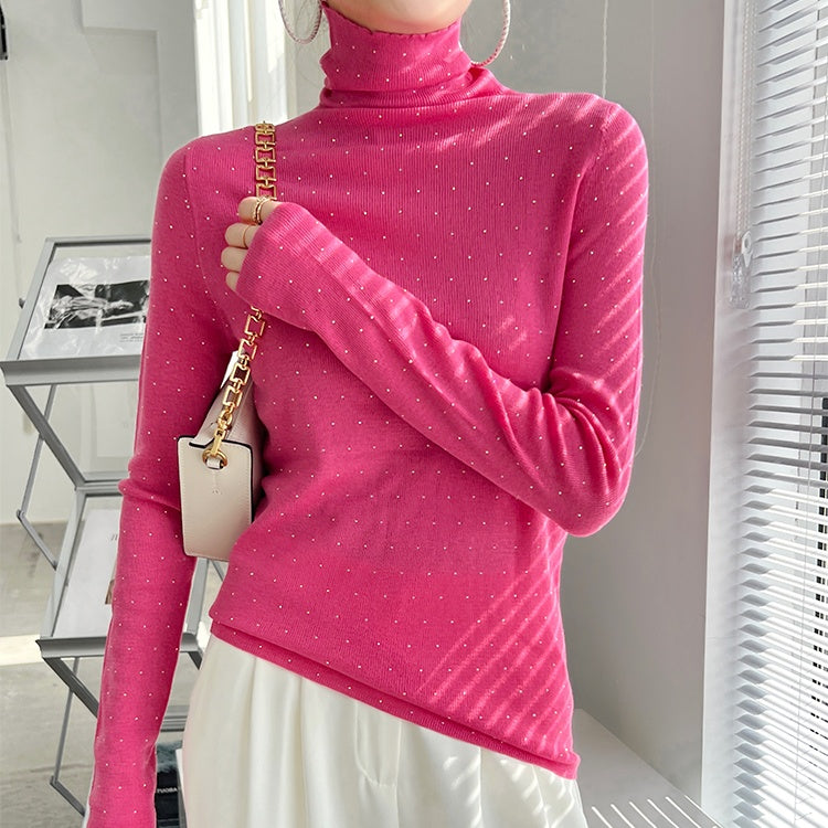 タートルネックストーンニット