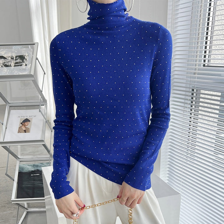 タートルネックストーンニット