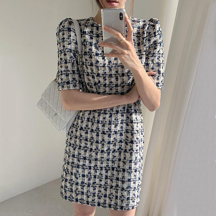 パフスリーブツイードワンピース