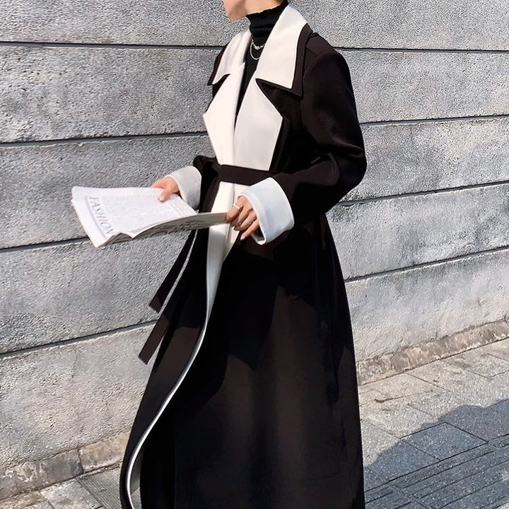 コントラストカラーロングコート