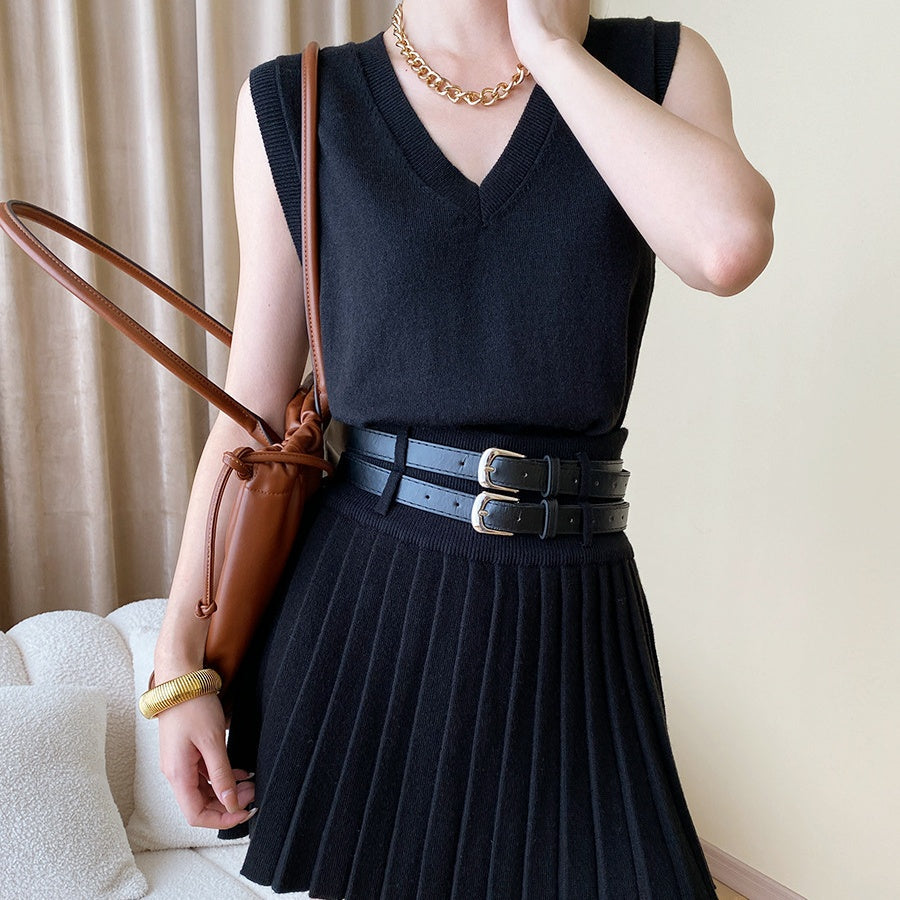 ノースリーブプリーツスカートセットアップ