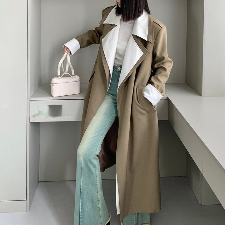 コントラストカラーロングコート