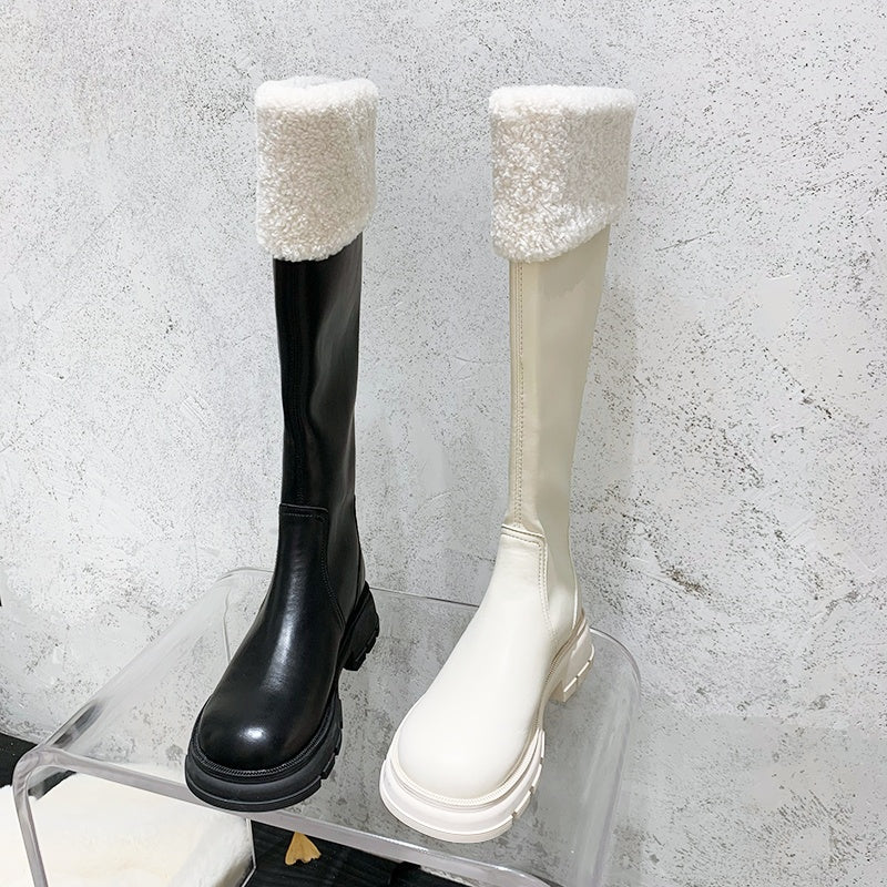 バイカラーボアロングブーツ