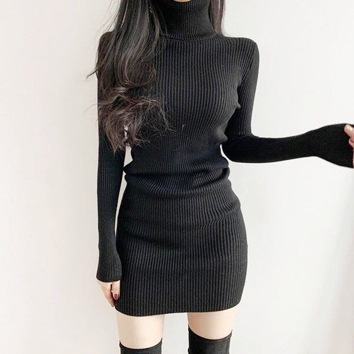 ハイネックリブミニワンピース