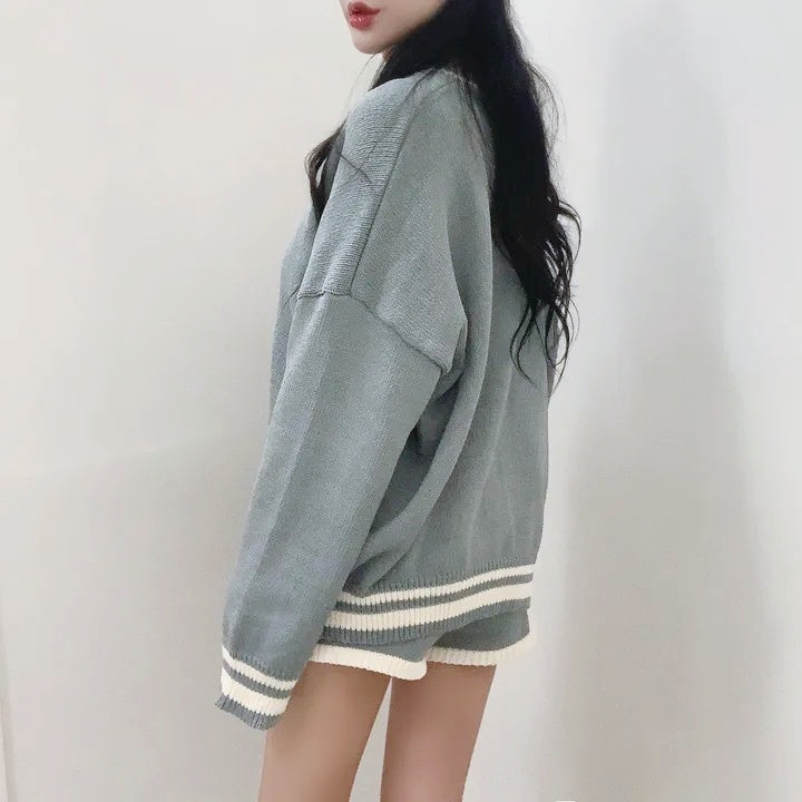 ラインニットショートパンツセットアップ