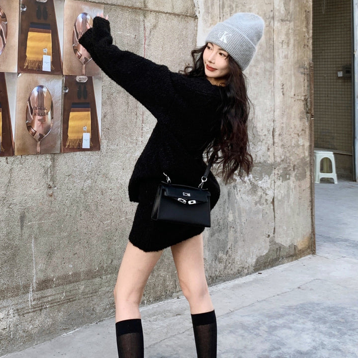 Vネックニットスカートセットアップ