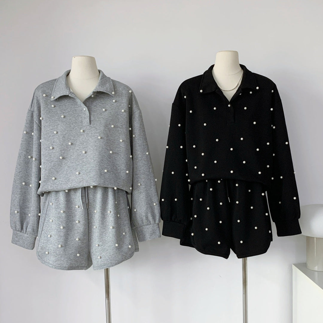 ポロカラーパールルーズセットアップ