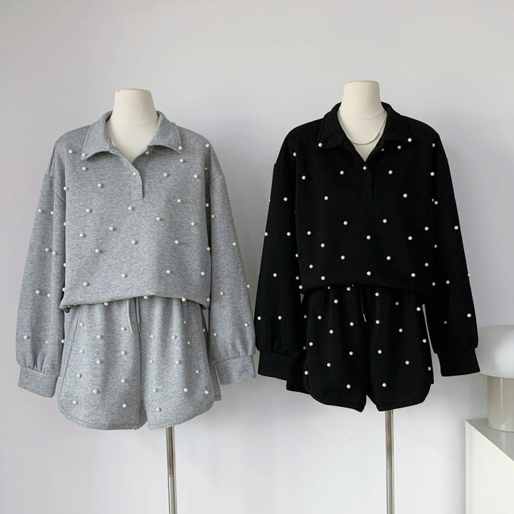 ポロカラーパールルーズセットアップ