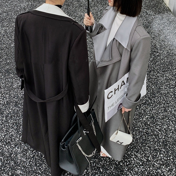 コントラストカラーロングコート