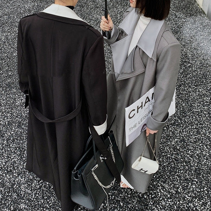 コントラストカラーロングコート