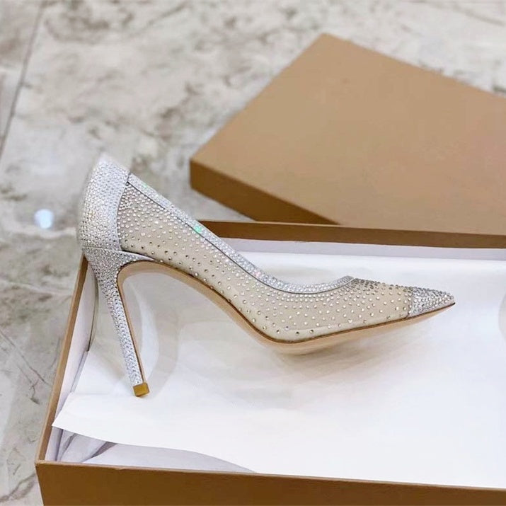 クリスタルビジューシースルーパンプス