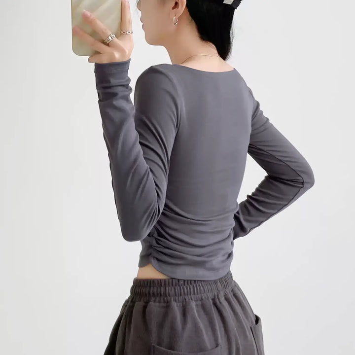 スクエアネックロングスリーブトップス