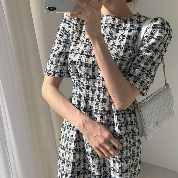 パフスリーブツイードワンピース