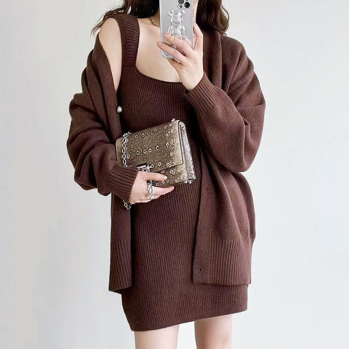 キャミニットワンピースカーディガンセットアップ