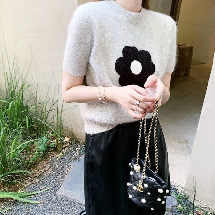 ハーフスリーブデイジーニット