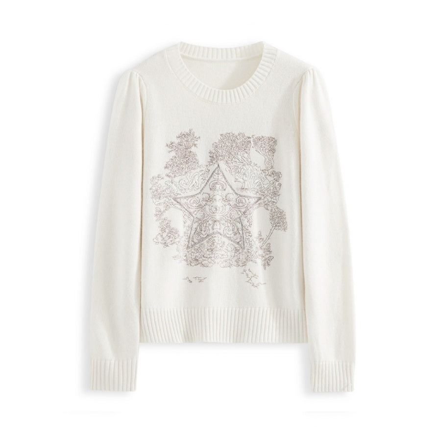 エンブロイダリースターニット