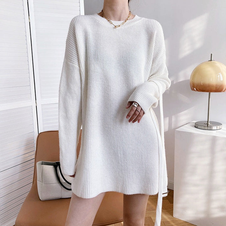 ウエストベルトニットワンピース