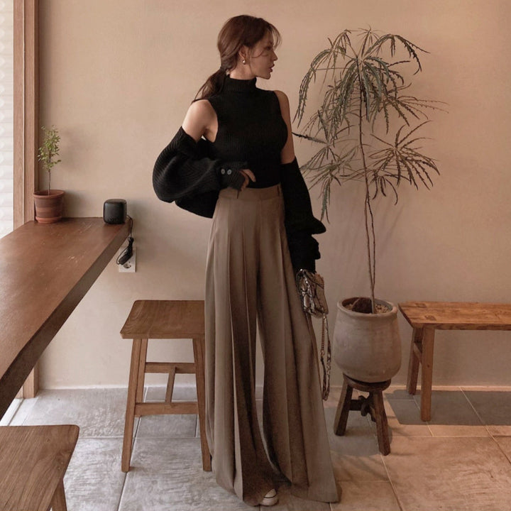 ハイウエストプリーツワイドパンツ