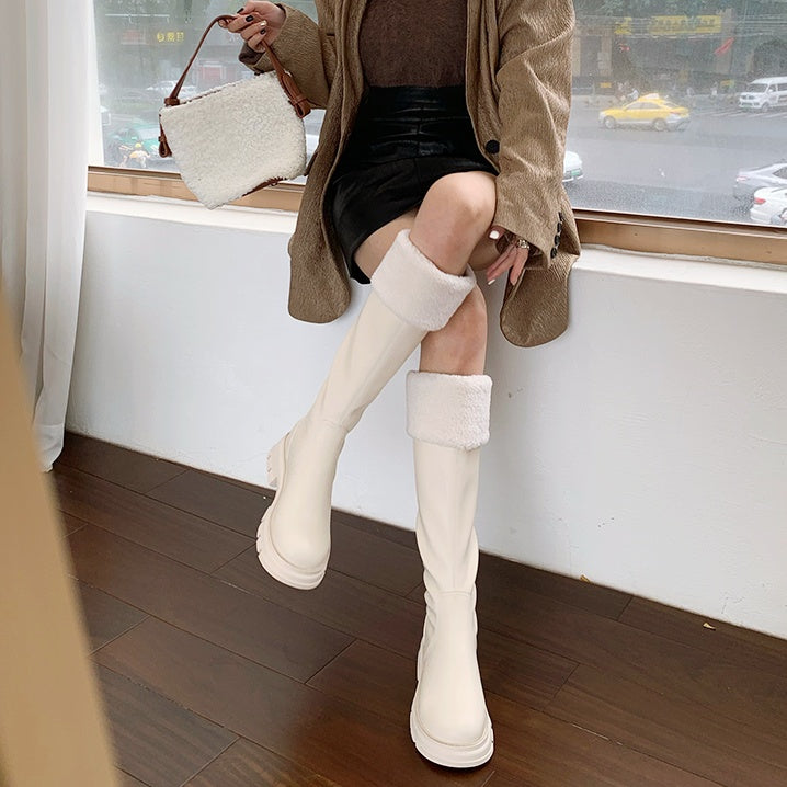 バイカラーボアロングブーツ