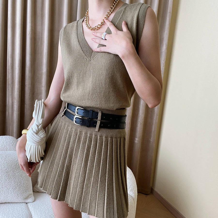 ノースリーブプリーツスカートセットアップ