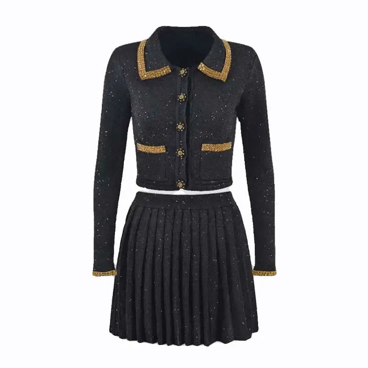 ブラックラメプリーツレディセットアップ