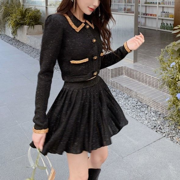 ブラックラメプリーツレディセットアップ