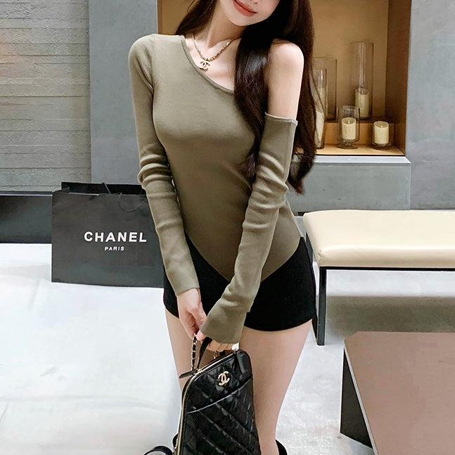 ワンショルダーアシンメトリートップス