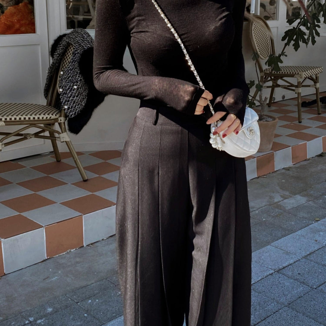 ハイウエストプリーツワイドパンツ