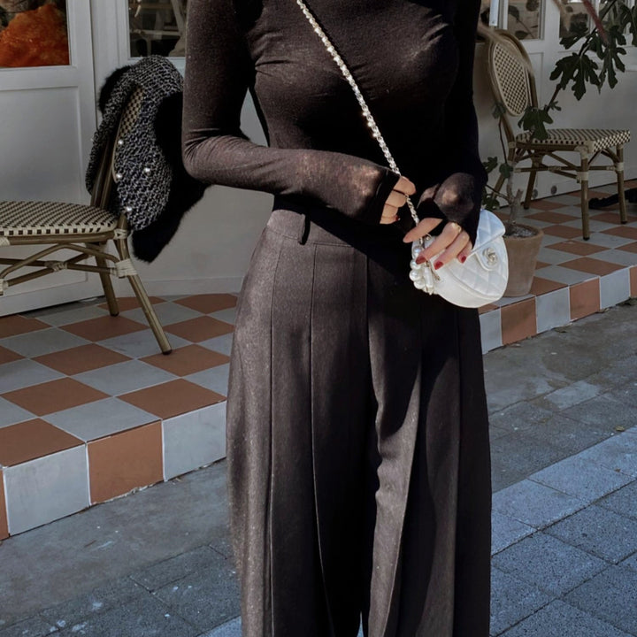 ハイウエストプリーツワイドパンツ