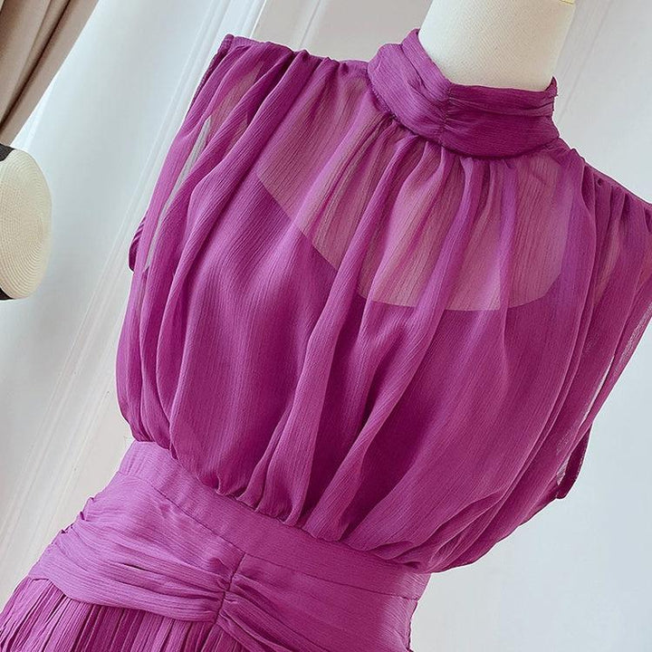 シャーリングシフォンドレス