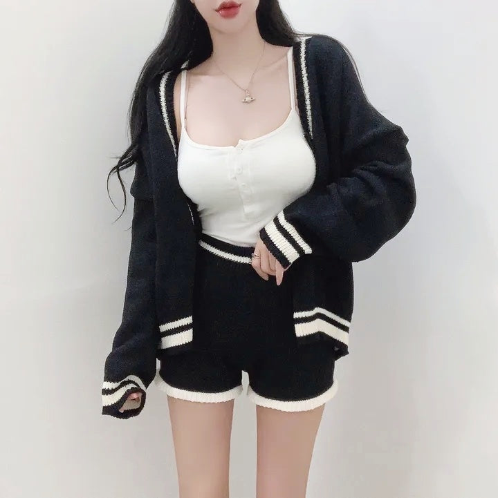 ラインニットショートパンツセットアップ