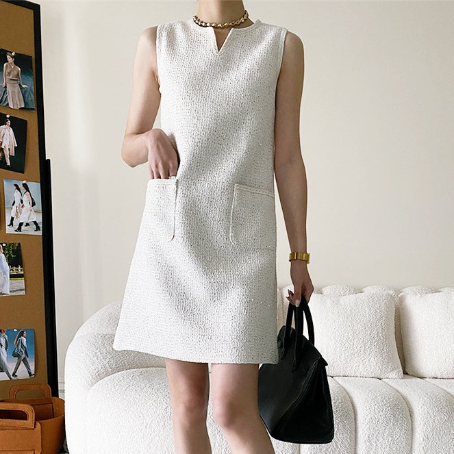 スパンコールノースリーブワンピース