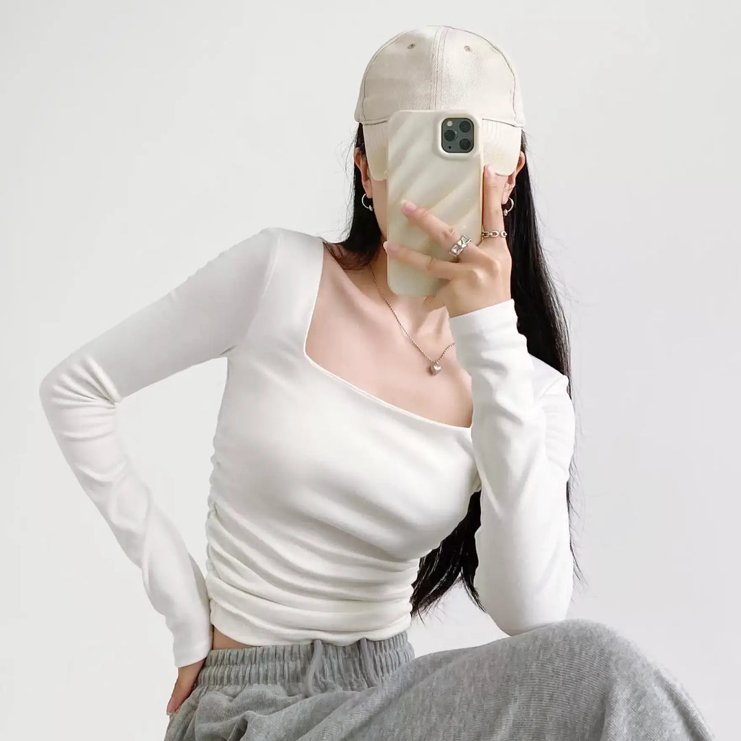 スクエアネックロングスリーブトップス