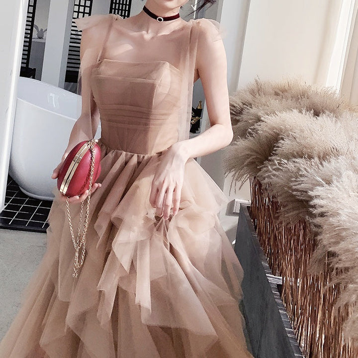 オーガンジーフリルリボンドレス