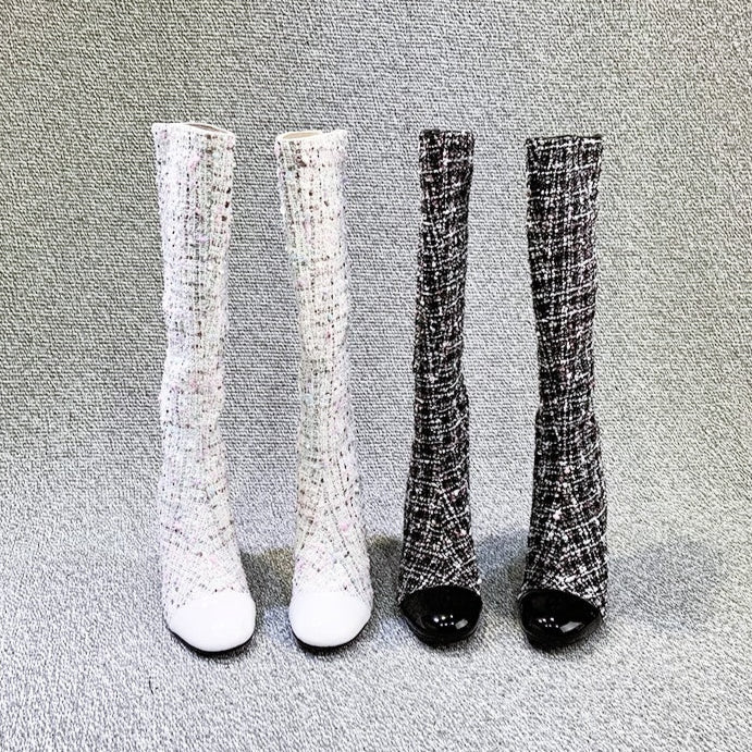 ツイードロングブーツ