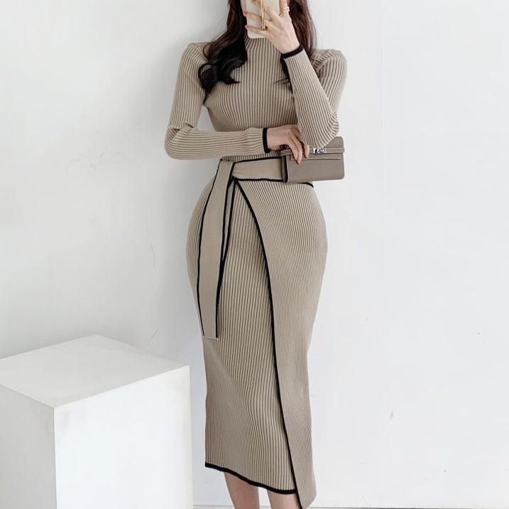 ウエストリボンバイカラーワンピース