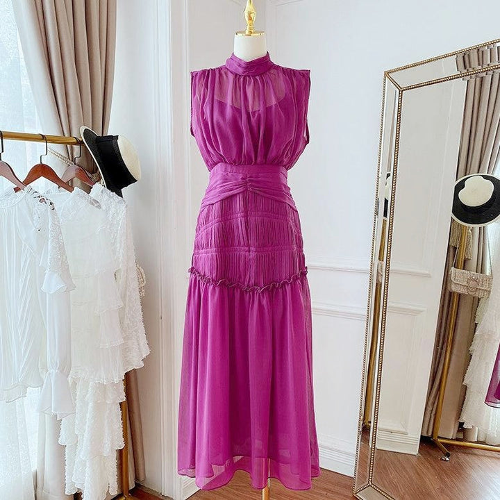 シャーリングシフォンドレス