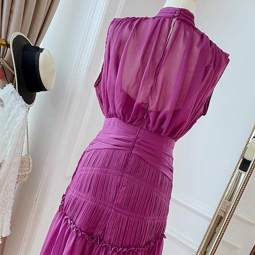 シャーリングシフォンドレス