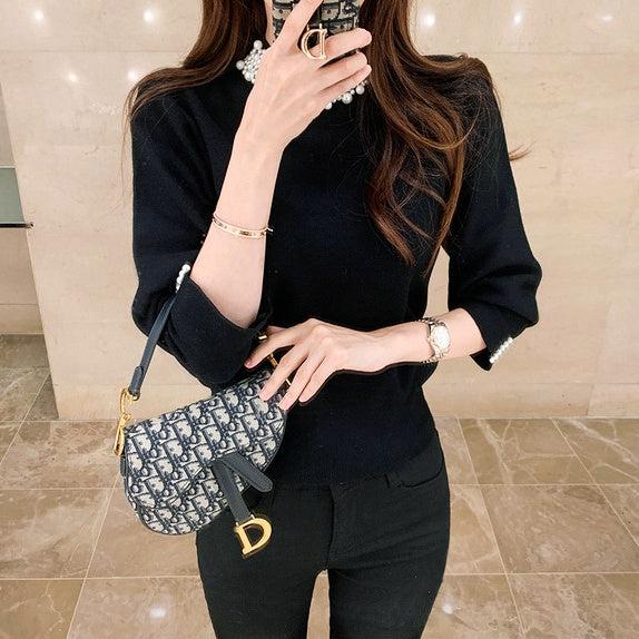 ビジューカラーニットトップス