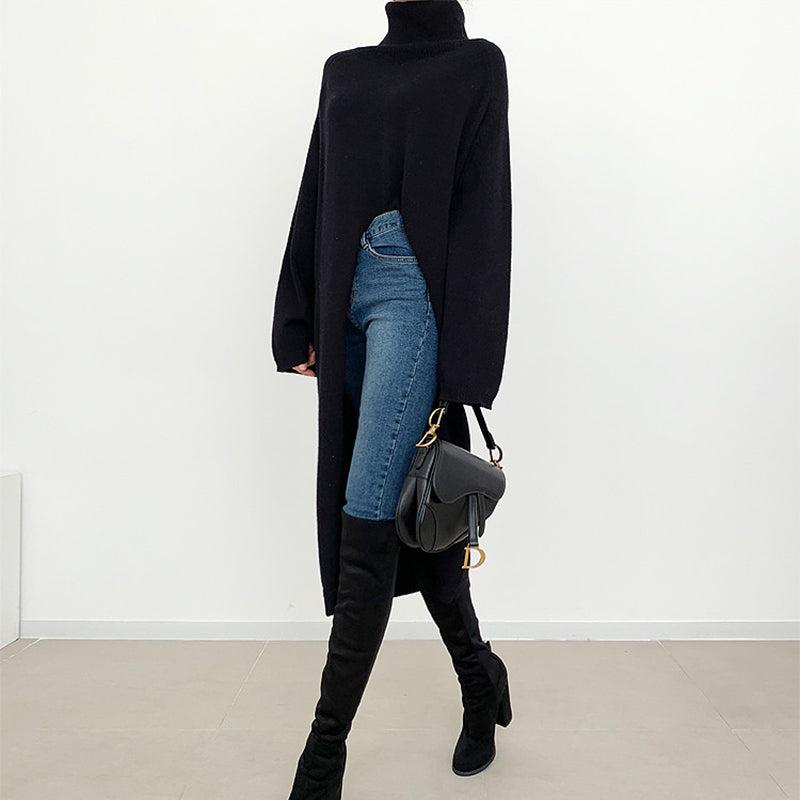 スリットロング丈ニット