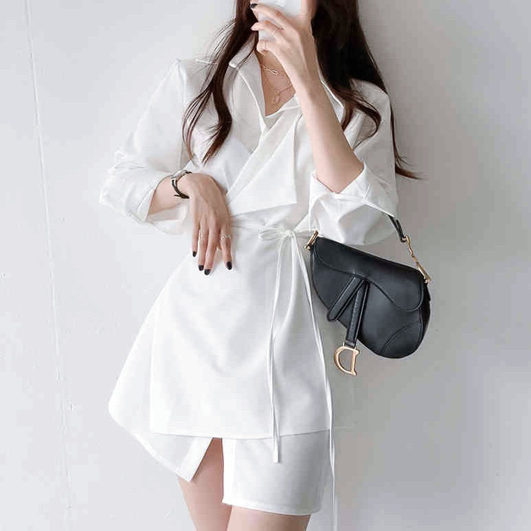 シックデザインシャツワンピース