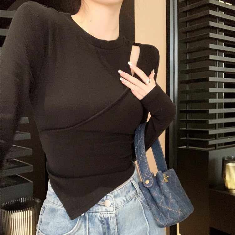 ショルダーカットアシンメトリーロンT